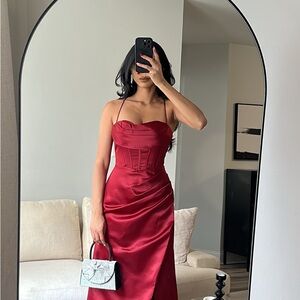 Elegant Red Satin Dress
